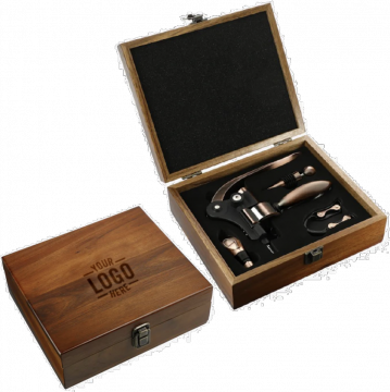 Graze Wood and Metal Wine Set